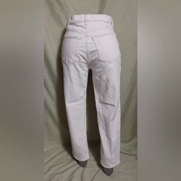 Abercrombie & Fitch The Dad High Rise Light Cream Straight Leg Jeans Size 6 - Picture 2 of 11